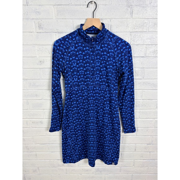 Title nine Dresses & Skirts - Title Nine Dream A-line Dress Womens S Blue Geometric Print 1/4 Zip Long Sleeve